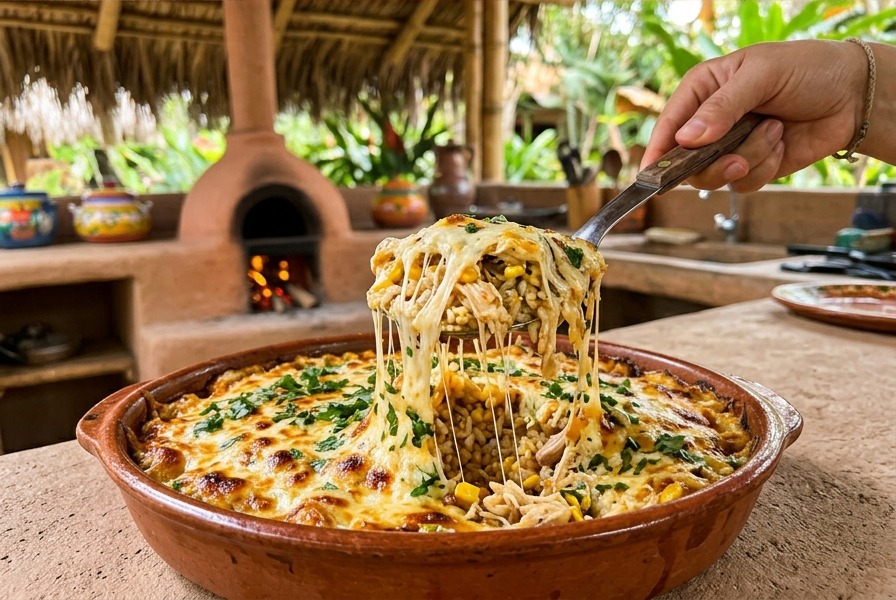 Arroz de Forno com Frango Desfiado