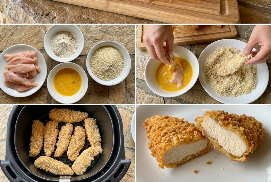 Frango Empanado na Air Fryer