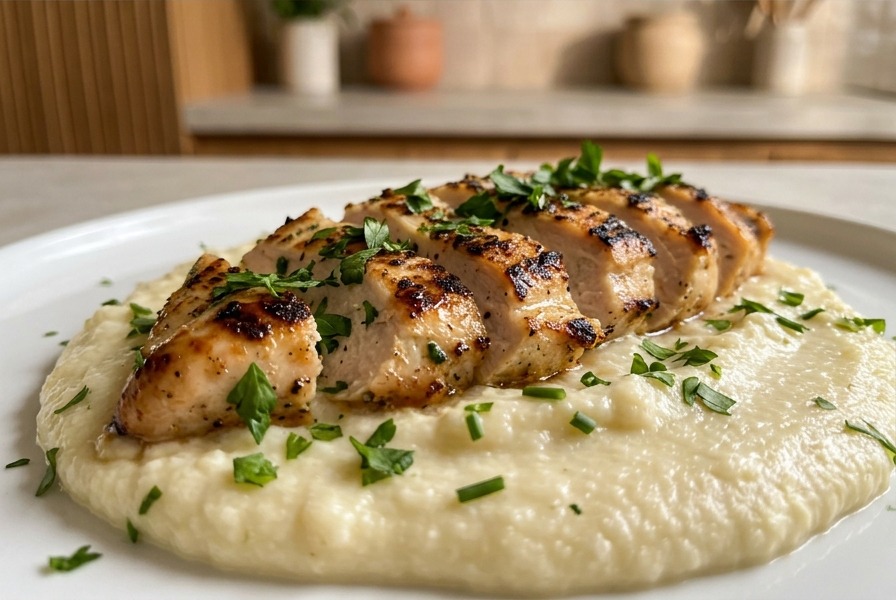 Frango Grelhado com Purê de Couve-Flor