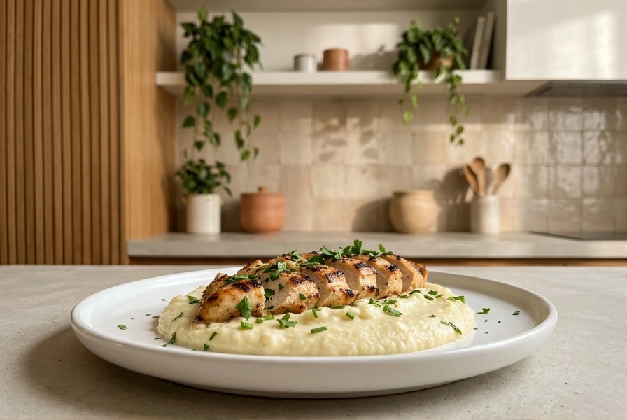Frango Grelhado com Purê de Couve-Flor