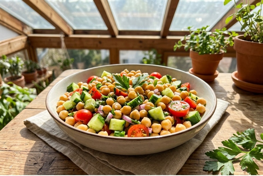 Salada de Grão-de-Bico com Legumes