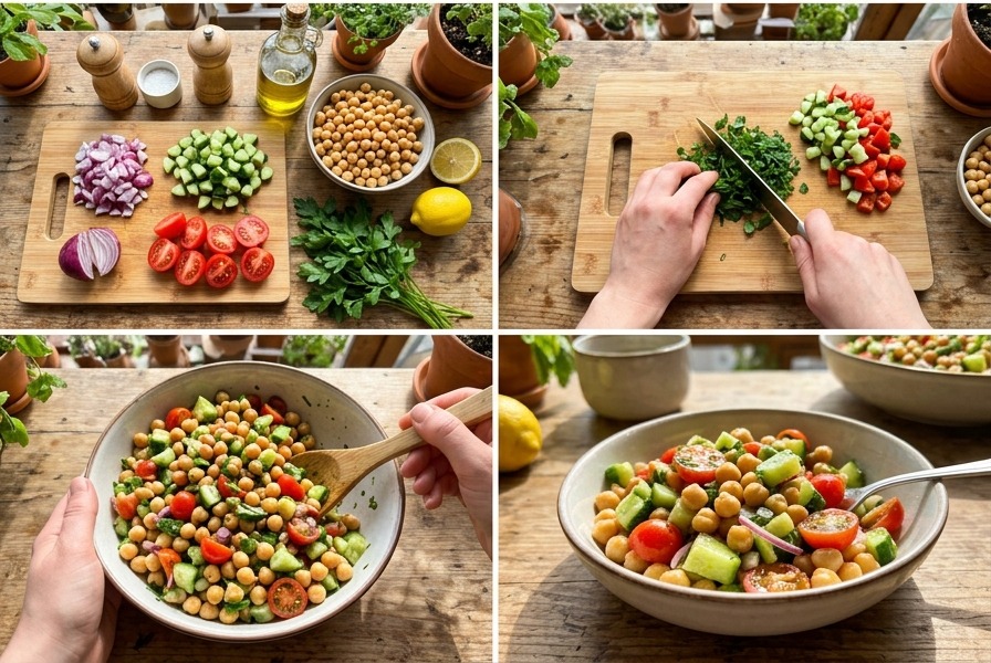 Salada de Grão-de-Bico com Legumes